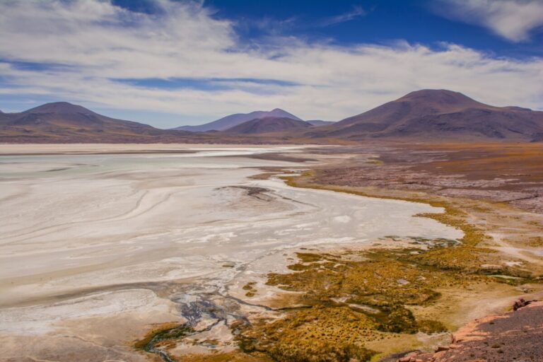 A mesmerizing scenery of salty lagoon in Atacama desert in Chile